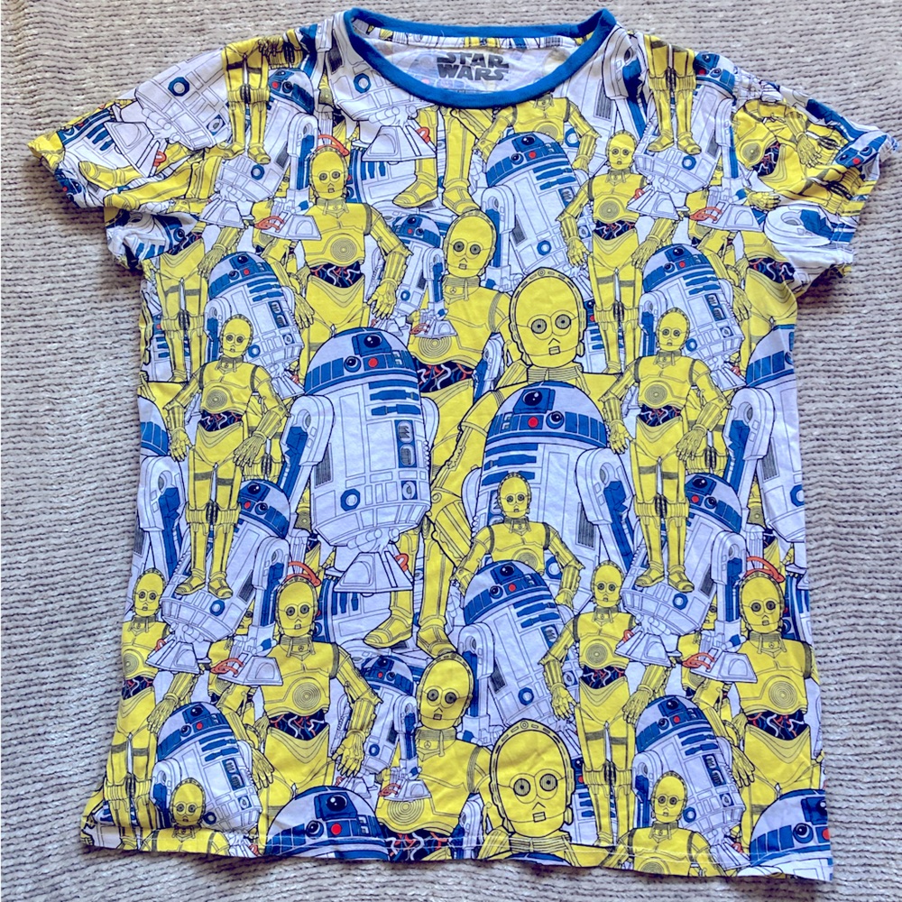 Disney Star‎ Wars C3P0 R2-D2 Cakeworthy Tee Shirt Allover Print Large